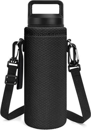 Supporto per bottiglia in neoprene - Compatibile con diverse bottiglie - Nero - Cinturino - Tas da trasporto - Adatto per Rambler, flessa Yonder