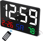 Orologio Digitale a Parete, 11,5" Orologio Digitale con Display Grande e Comando a Radio, Extra Grande Orologio LED a Parete con Data/Ora, 12/24H, Grande Orologio per Casa, Ufficio, Cucina, Scuola, Palestra