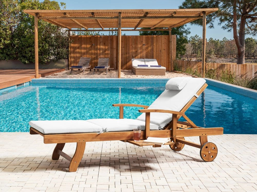 Cuscino per sdraio da giardino in tessuto poliestere bianco sporco cuscino per seduta e schienale design moderno cuscino da esterno