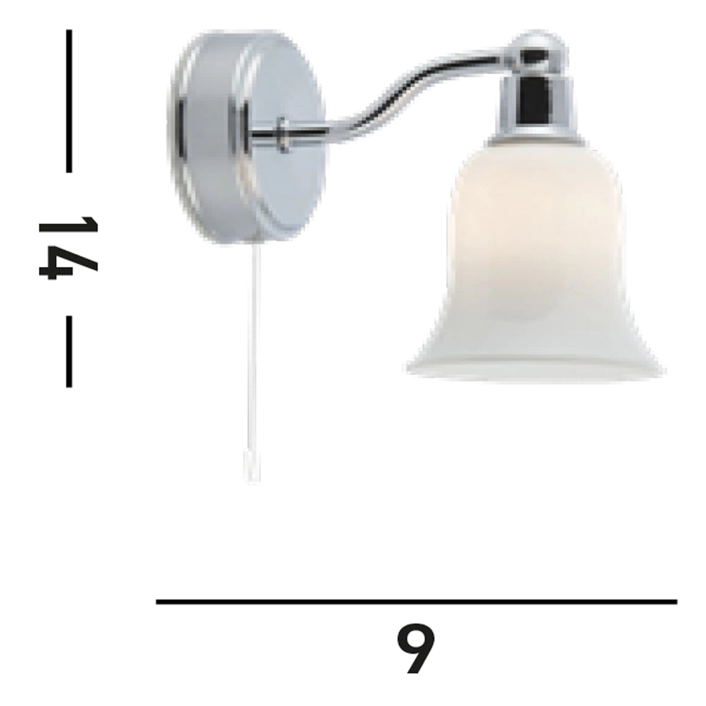 Applique Contemporanea Ecuador Acciaio Cromo Vetro Bianco 1 Luce G9
