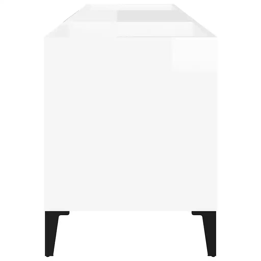 Mobile Porta Dischi Bianco Lucido 121x38x48cm Legno Multistrato 831935