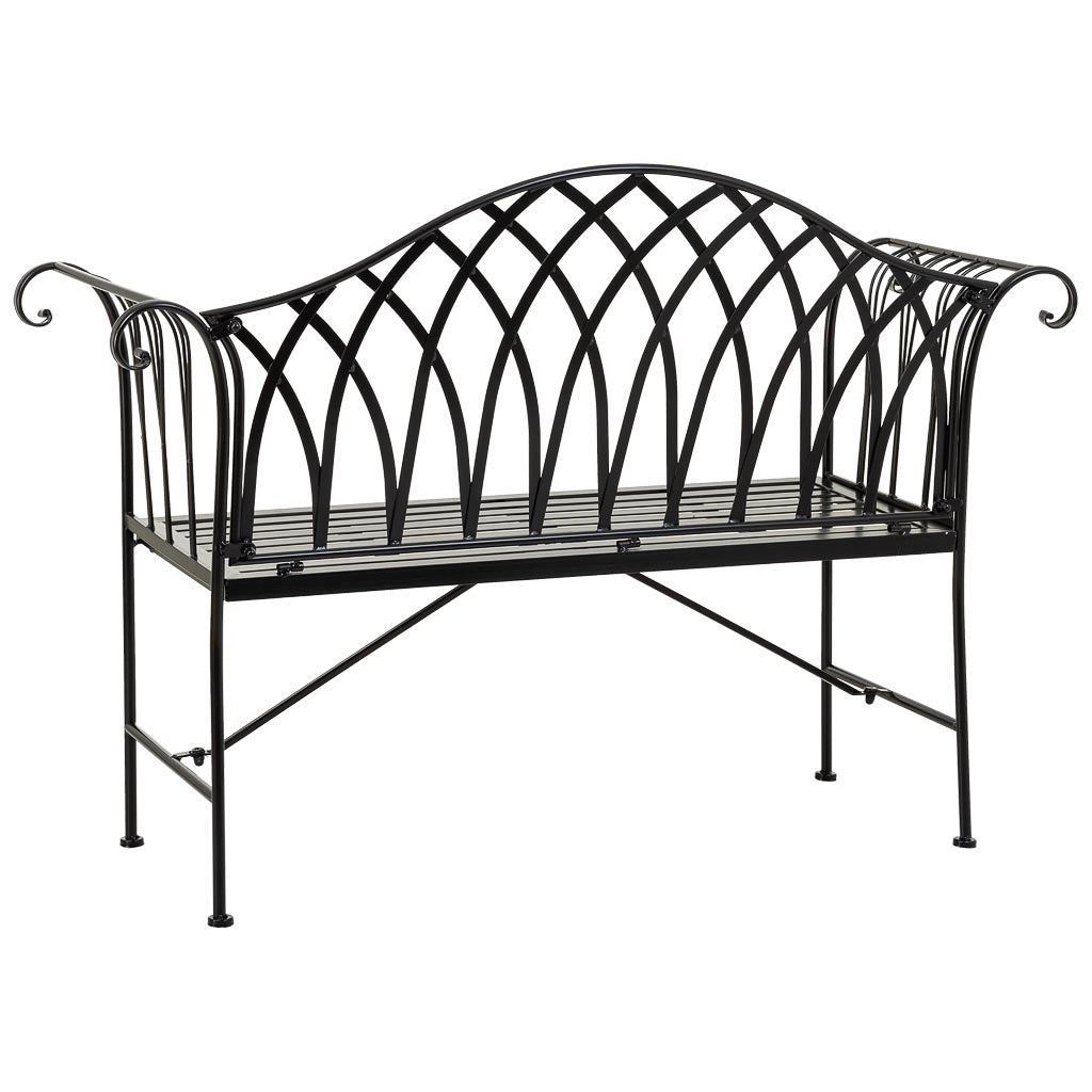 Panca in ferro battuto nera 110x50x88h