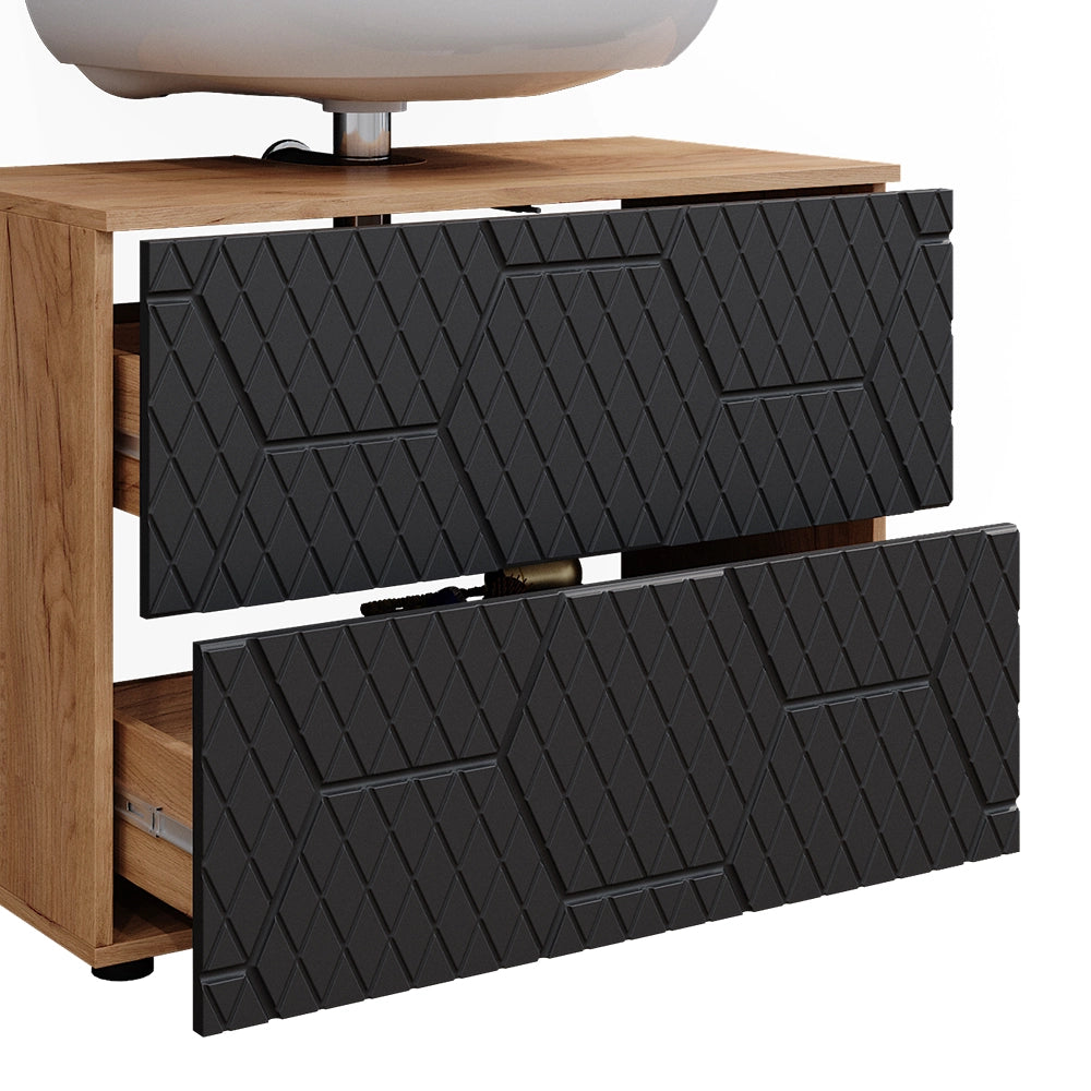 Vicco Set mobili bagno Antracite con struttura a nido d'ape 4 parti