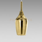 OFELIA S/12 -  VETRO  ORO SPECCHIATO E PORTALAMPADA BIANCO 1 LUCE ATTACCO G9 CAVO TRASPARENTE SENZA BASE DI ATTACCO D.18,5CM H.47,5M