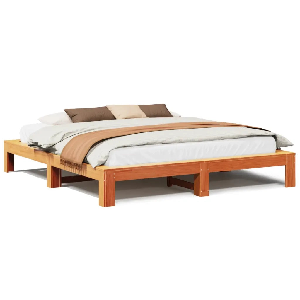 Letto senza Materasso Marrone Cera 180x200 cm in Legno di Pino 3308731