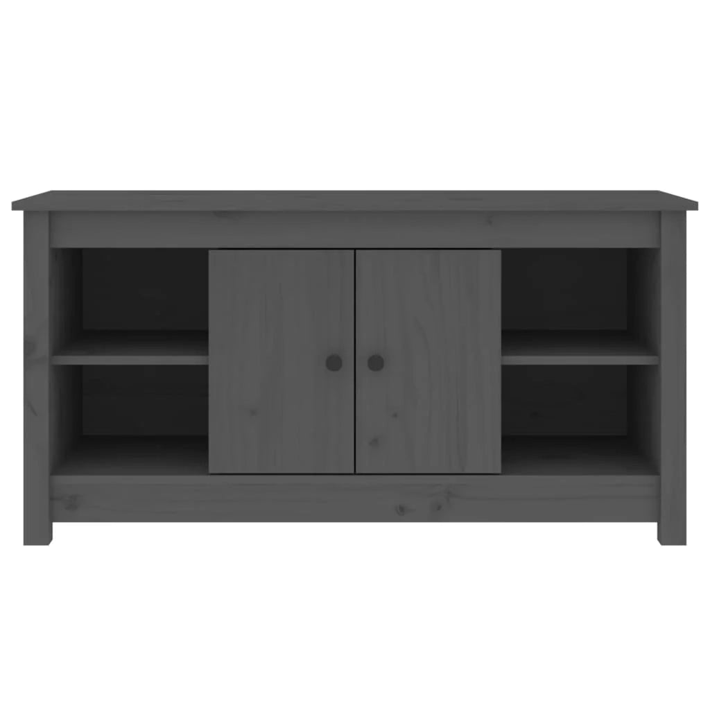 Mobile TV multimediale scaffale TV credenza mobile TV sala da pranzo soggiorno camera da letto 103 x 36,5 x 52 cm legno di pino massiccio grigio 02_0025631