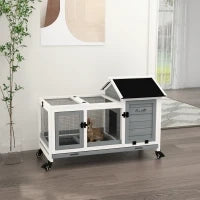 Recinto gabbia per conigli roditori su ruote 2 porte con lucchetto - dim. 108L x 58l x 73,5H cm - legno massiccio
