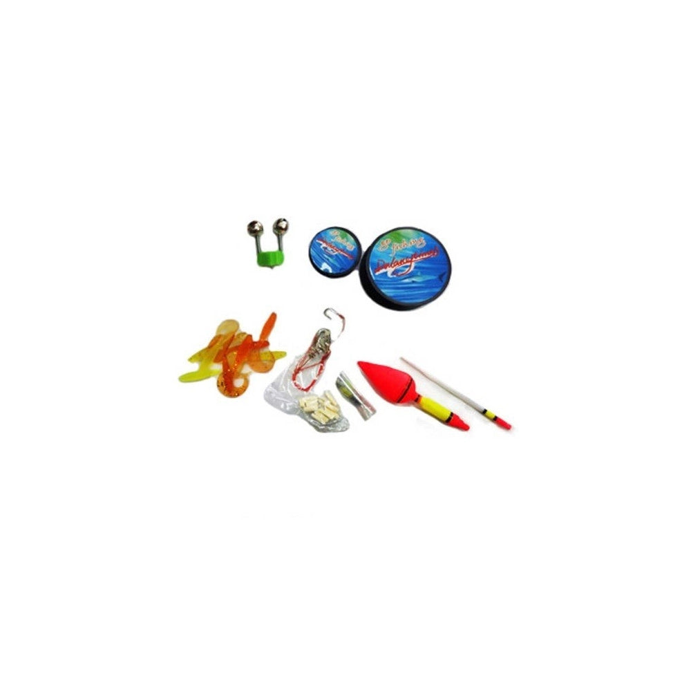Trade Shop - Kit Pesca Con Esche Galleggianti Lenze Ami Piombi Sonagli Per Pescatore -