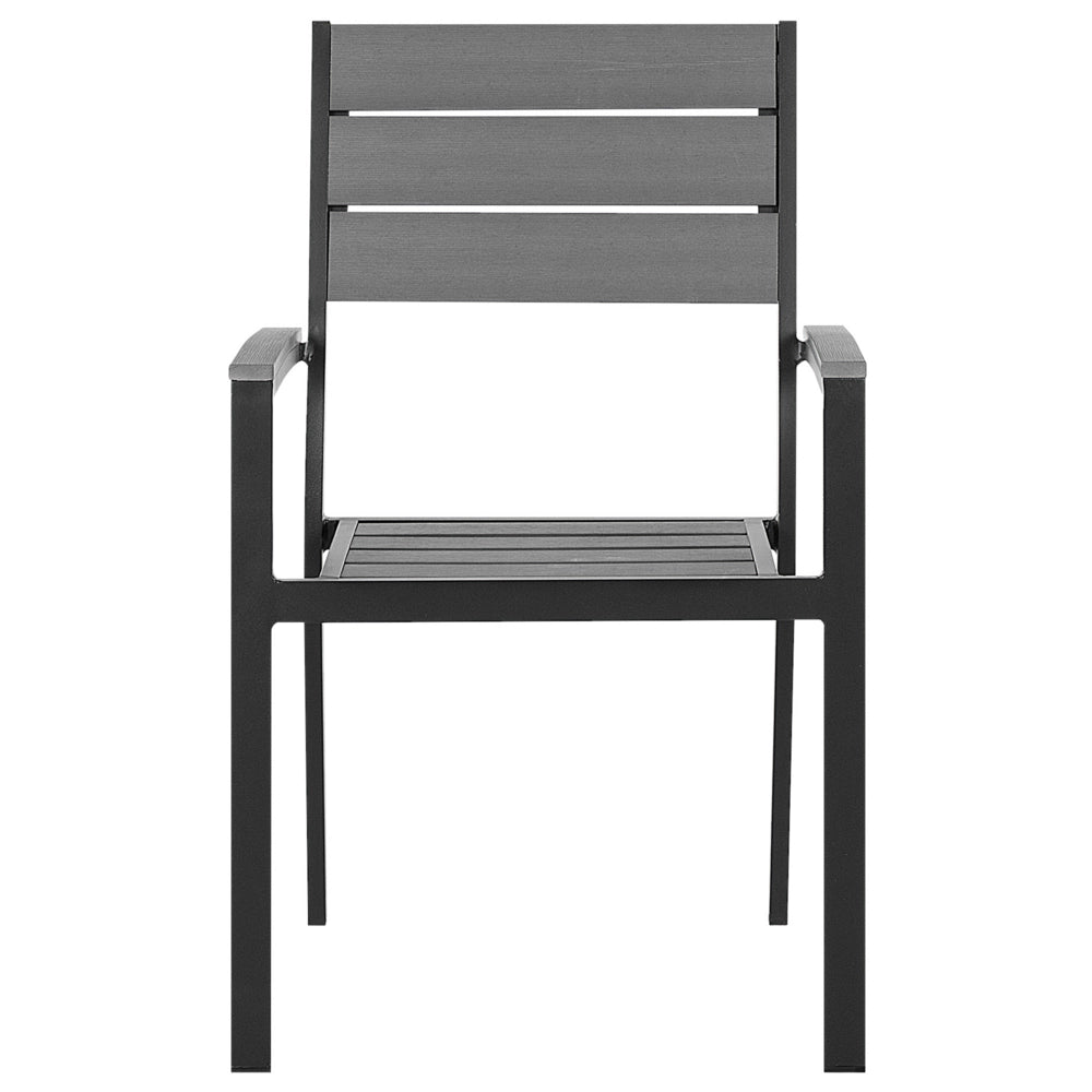 Set di 4 sedie da giardino in plastica grigia con struttura in alluminio e patio moderno