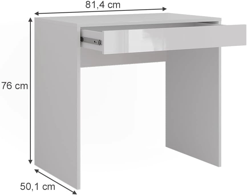 Tavolo da toeletta Sherry, Bianco/bianco lucido, 81.4 cm