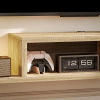 Mobile TV Sospeso con Vano e Passacavi, Rovere Chiaro