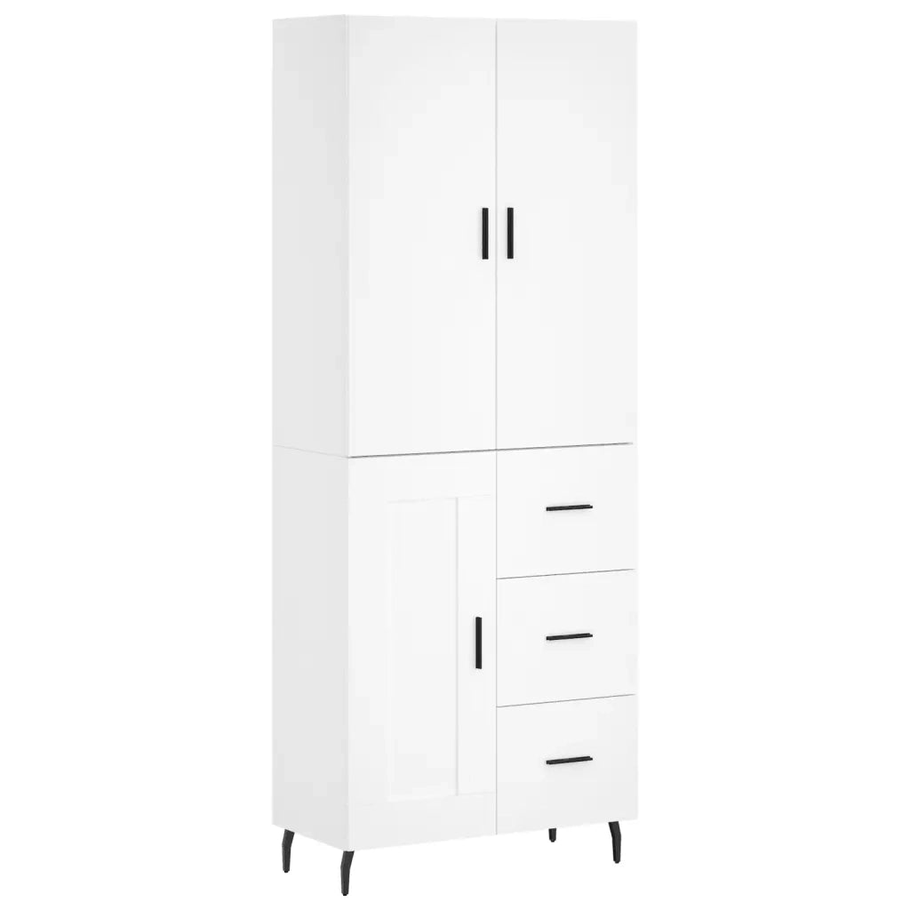 Credenza-Buffet-Armadio da cucina Bianca 69,5x34x180 cm in Legno Multistrato 221970