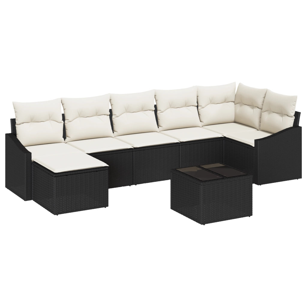 Set Pranzo Giardino 7 Pezzi con Cuscini Rattan Polyrattan Marrone