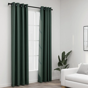 Tende Oscuranti Effetto Lino con Occhielli 2 pz Verdi 140x245cm 321186