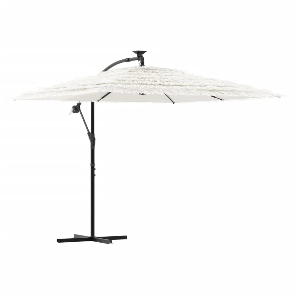 Ombrellone da giardino in poliestere resistente 246 x 246 x 230 cm protezione solare regolabile stile moderno bianco 02_0056377