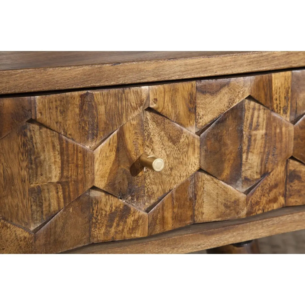Tavolino basso SCANI 100 cm in legno di Sheesham massiccio verniciato stile scandinavo