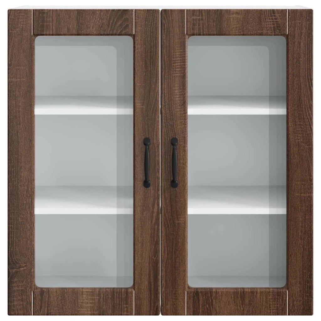 Pensile da cucina | Mobile in vetro da parete PORTO Rovere Marrone 80 x 31 x 80 cm