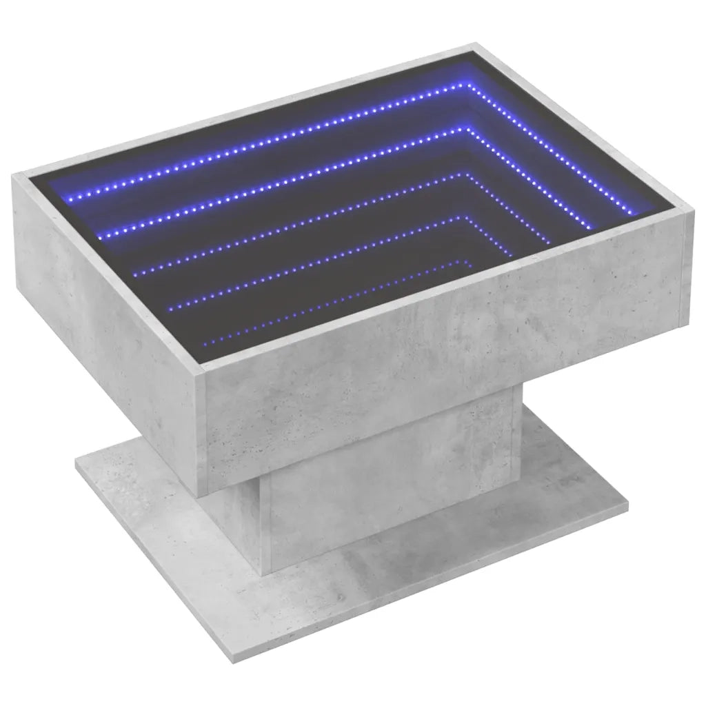 Tavolino salotto | Tavolino da caff¨¨ | Tavolino da Soggiorno con LED Grigio Cemento 70x50x45 cm Multistrato
