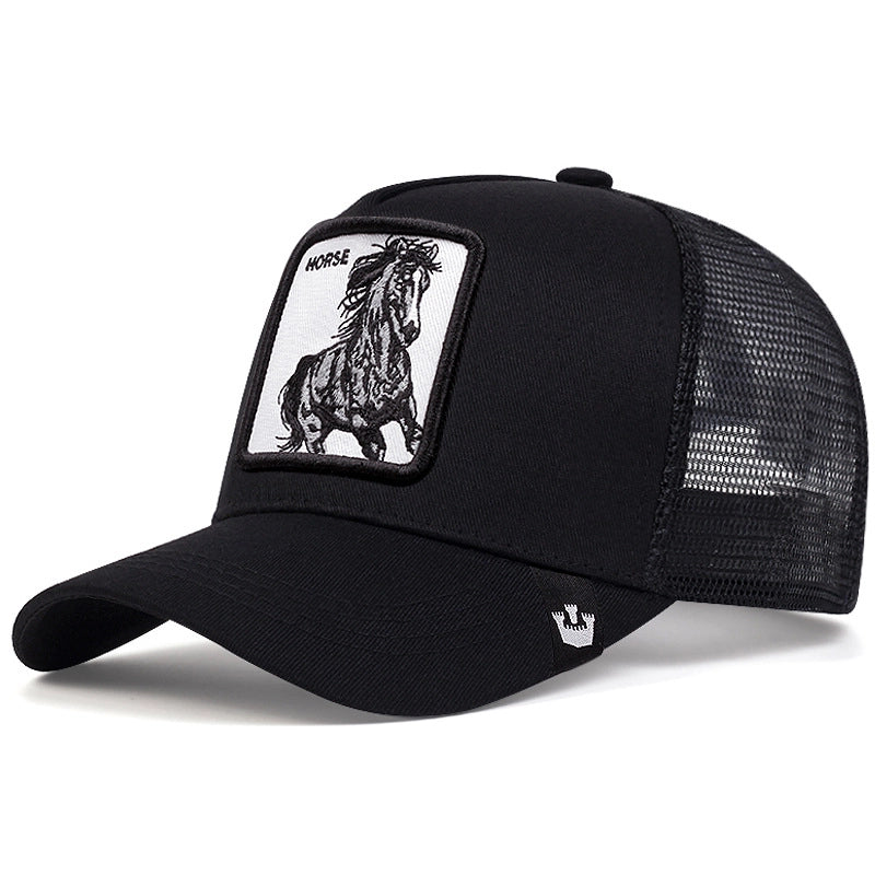 Cappellino da baseball con cavallo, nero