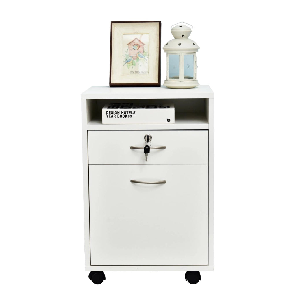 Cassettiera Portadocumenti da Ufficio 40x35x60 cm in Legno  Bianco