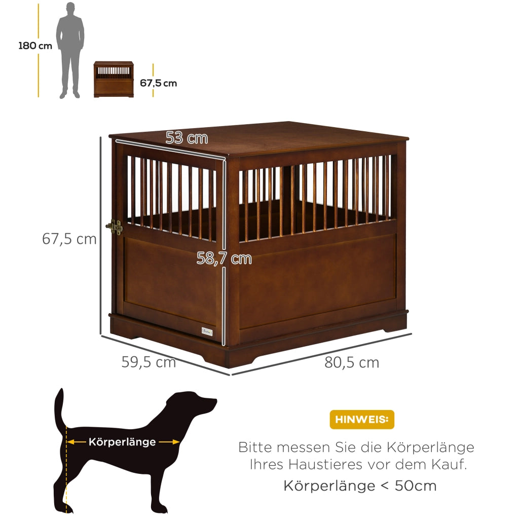 Gabbia per Cani con Serratura e Piedi Alzati ¨C zephmum ¨C 80.5x59.5x67.5 cm, Marrone