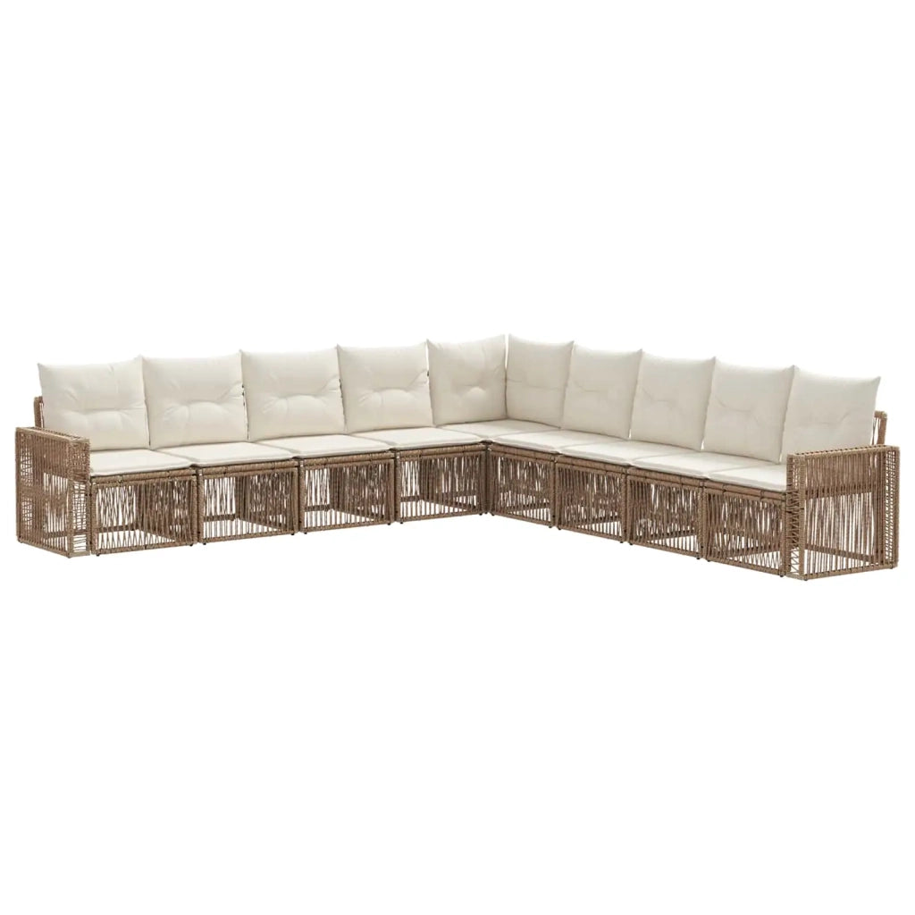 Set Divano da Giardino 9 pcs Beige e Bianco Crema polyrattan 3435147