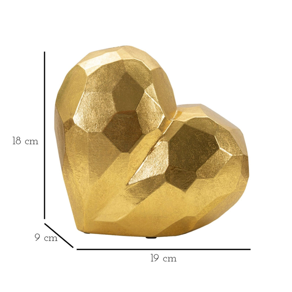 Vaso Decorativo Cuore 17, Oro, Poliresina, 19x9x18 cm