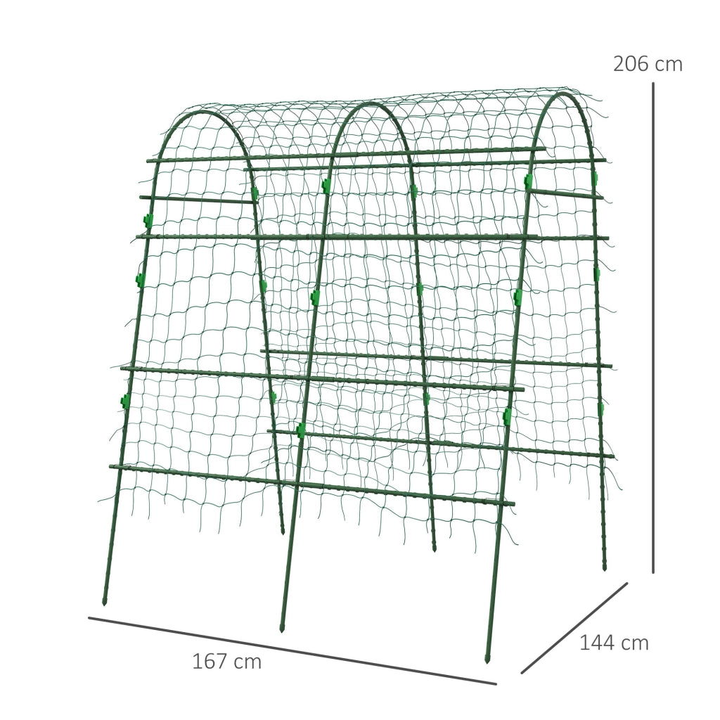 Grigliato per piante rampicanti da giardino in acciaio verde con rete, struttura regolabile 144x167x206 cm