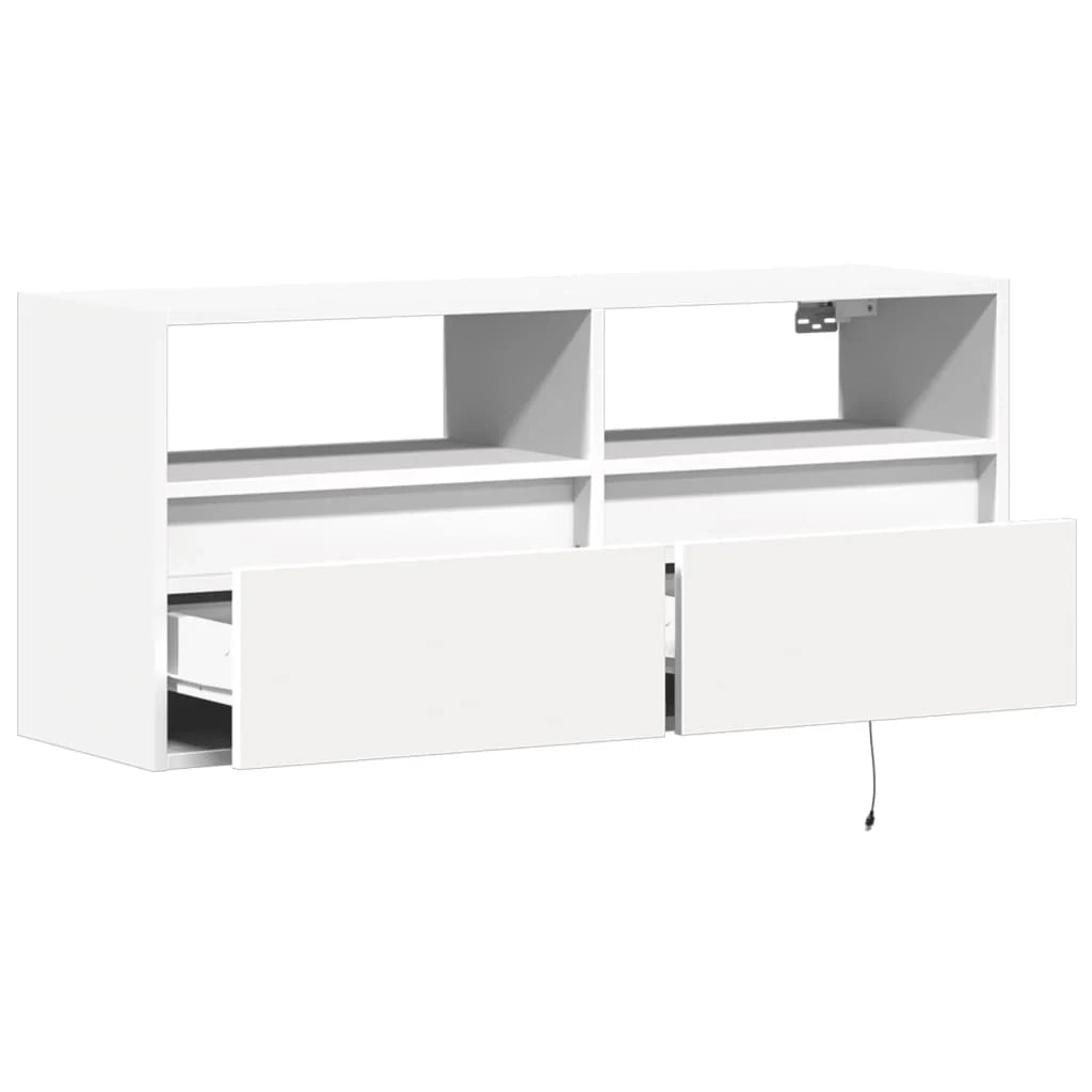 Mobile TV multimediale scaffale TV credenza mobile TV sala da pranzo soggiorno camera da letto mobile da parete con luci LED 100 x 31 x 45 cm bianco 02_0027844
