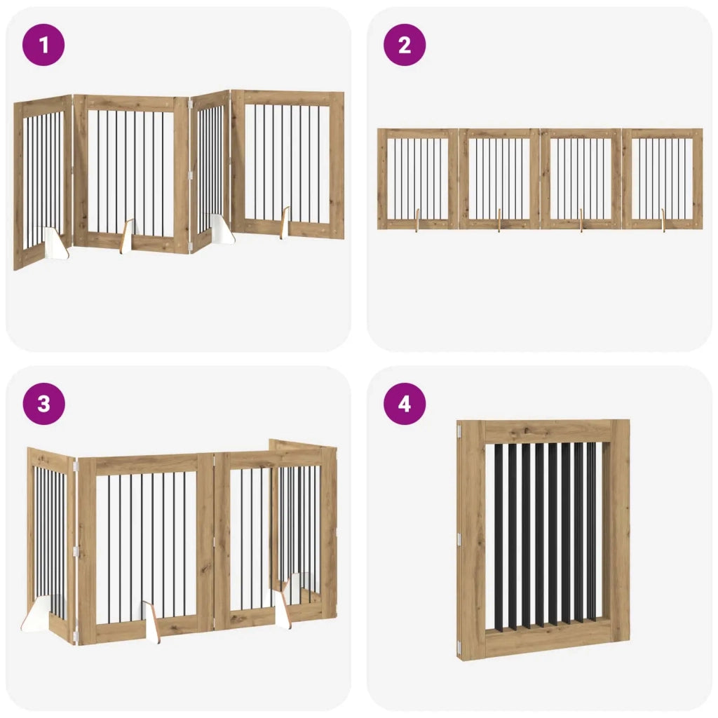 Cancello per cani pieghevole con supporti 4 pz 321 cm 892048