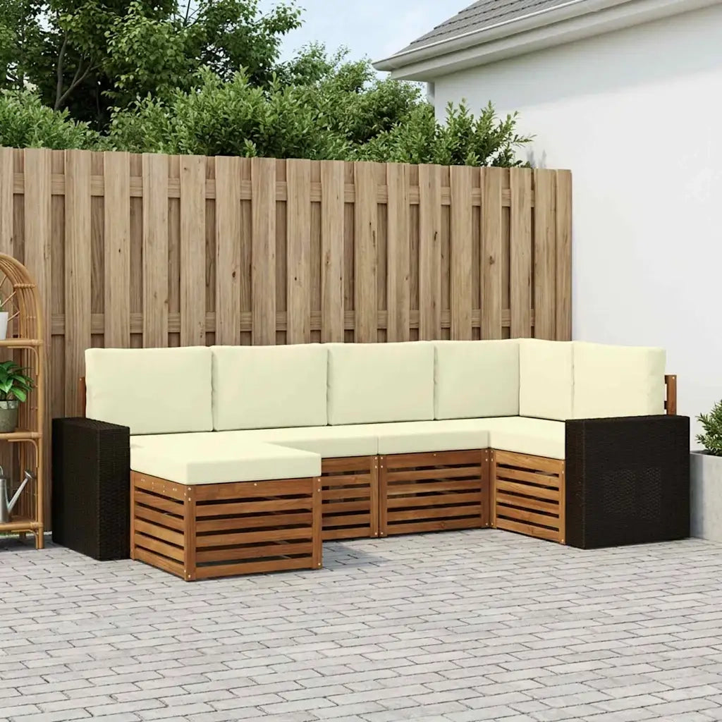 Set divano sezionale con cuscino 6 pcs Naturale e Crema