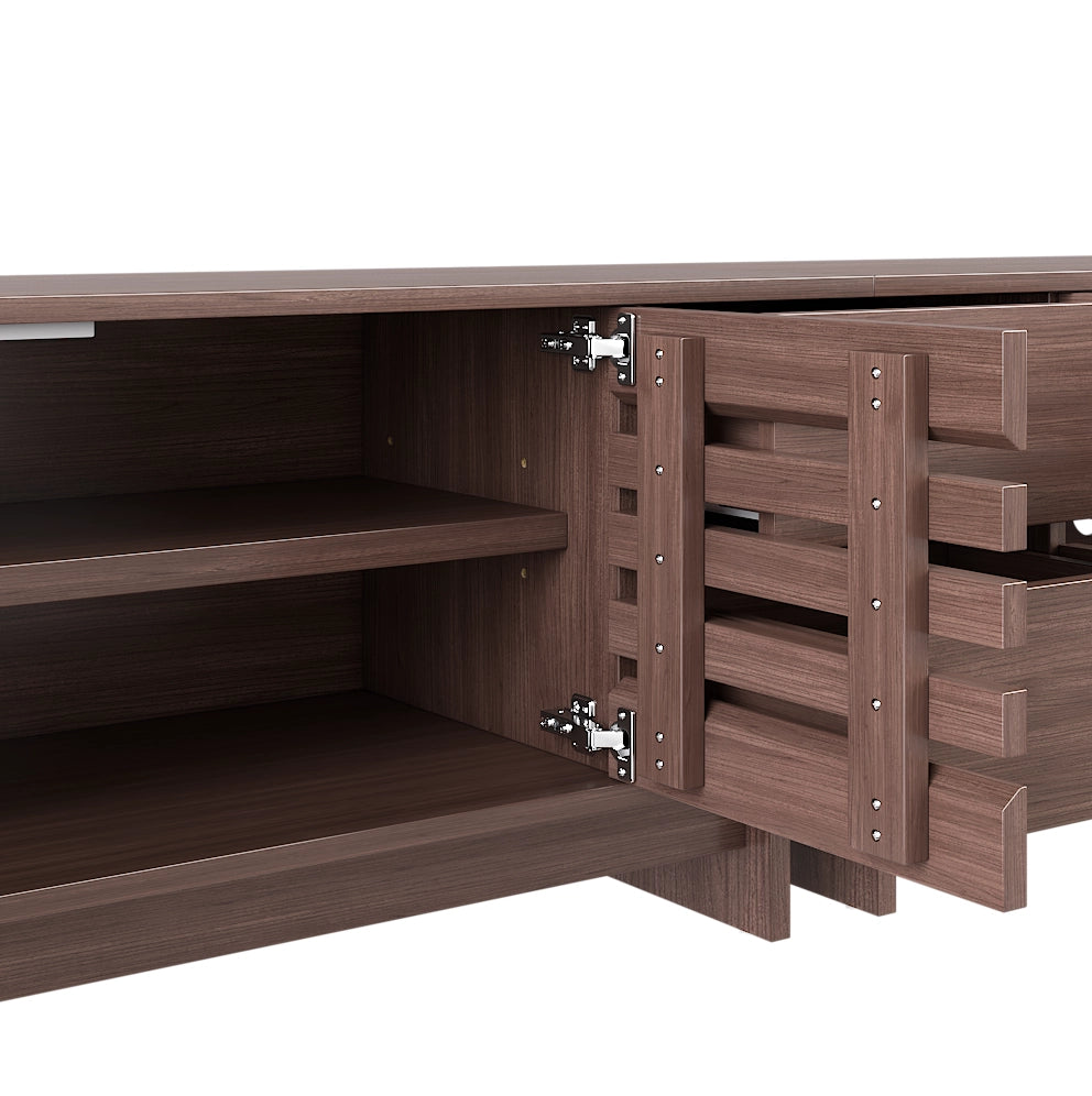 Mobile TV 200x39.5x55 cm per TV fino a 80 pollici con 2 cassetti; 4 ante; in MDF e truciolato naturale