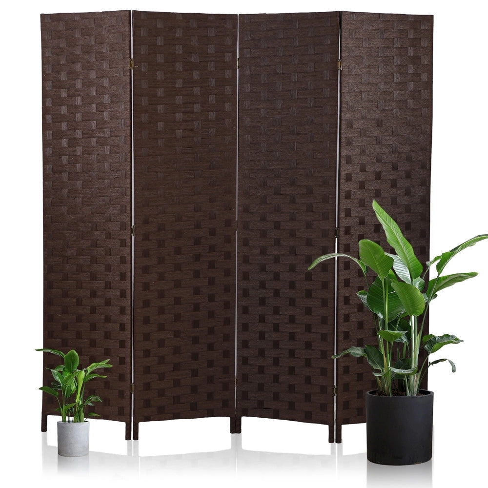 Trade Shop - Separe' A 4 Ante Pannelli Double Face Marrone Paravento Divisorio Ambienti Sep06 523367 -