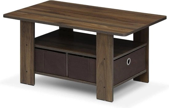 Tavolo salotto con 2 ripiani, legno, noce colombiana/duramen, 48,01 x 48,01 x 39,62 cm.