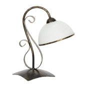 Lampada da tavolo Antica oro patinato vetro bianco E27 15W