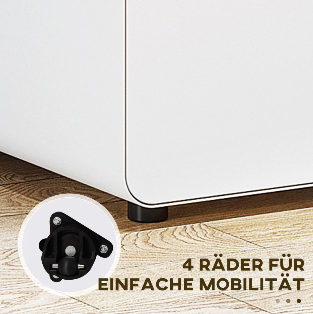 Cassettiera da ufficio mobile in acciaio bianco, 3 cassetti