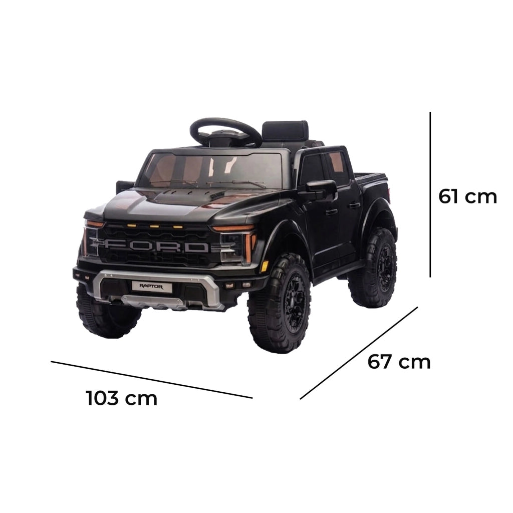 Macchina Elettrica per Bambini Ford Raptor 12V con Telecomando Bluetooth Luci LED e Tappetini Inclusi Nero