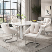 Sedia da pranzo girevole 4 pezzi con cuscino, schienale ergonomico, in velluto e metallo, Beige