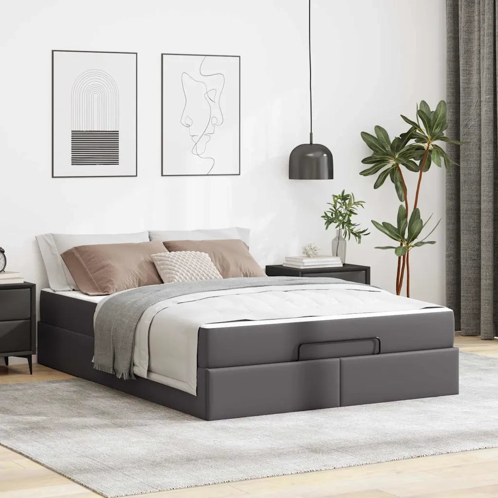 vidaXL Struttura letto con materasso con materasso Grigio 140 x 200 cm