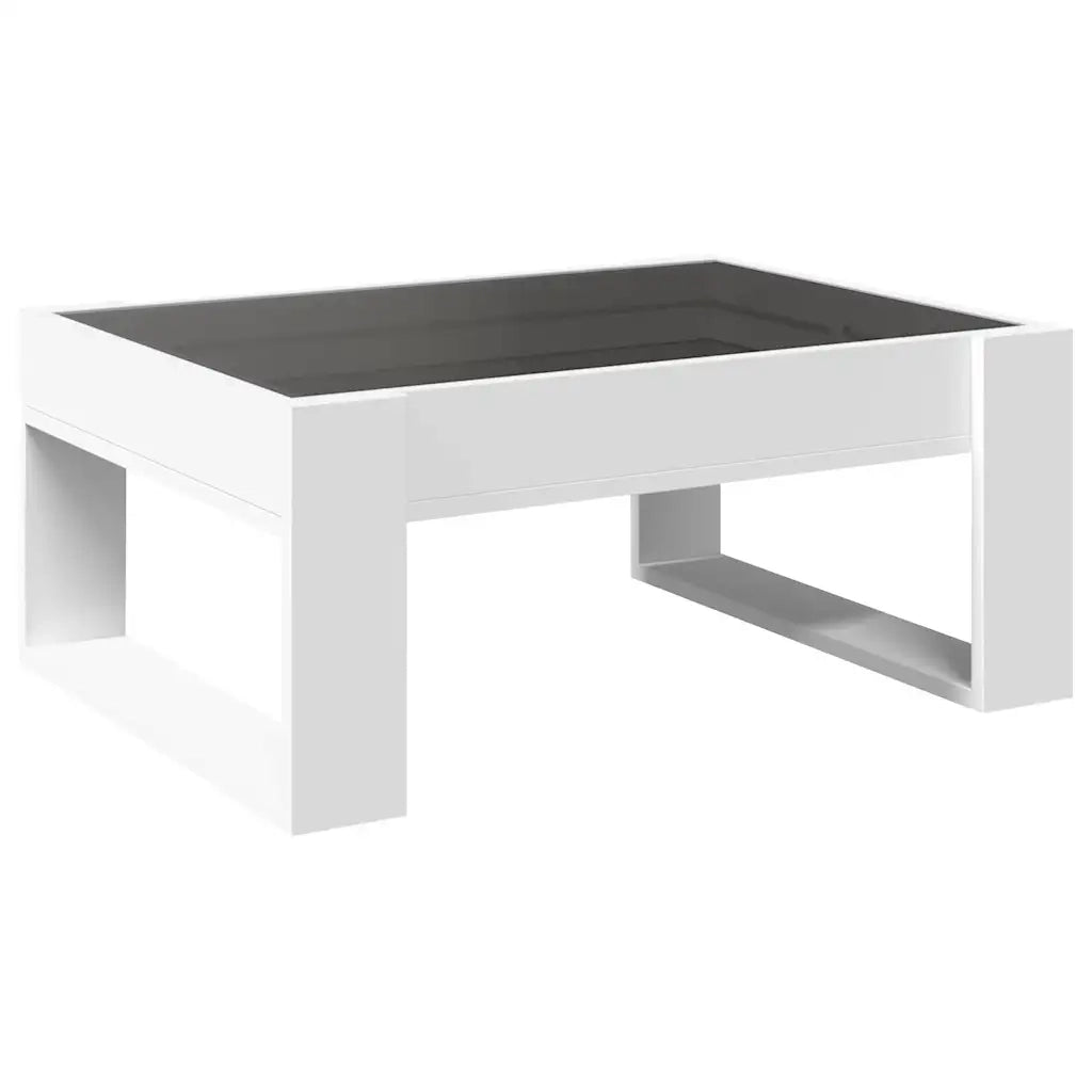 Tavolino da Salotto con LED Infinity-Tavolino da soggiorno Bianco 70x53x30 cm