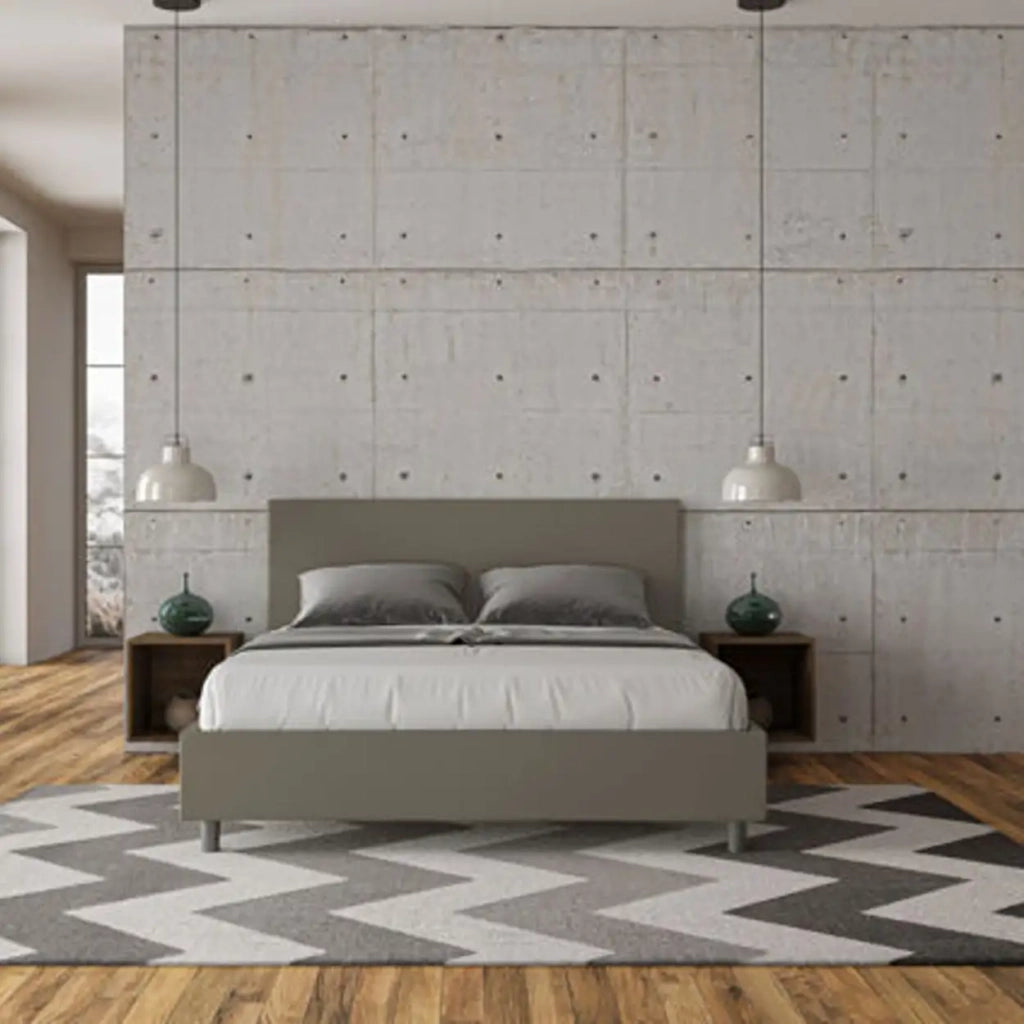 Letto matrimoniale senza rete imbottito 160x210 similpelle cappuccino Adele