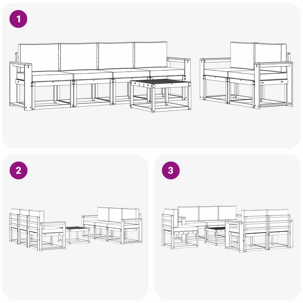 Set di divani da esterno 7 pz Bianco e Antracite 3387286