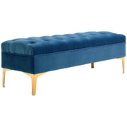 Panca imbottita con schienale ¨C zephmum ¨C velluto blu 118x45x42 cm