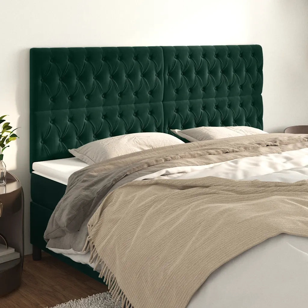 Testiera-Testata-Testiera Decorativa Verde Scuro 200x7x118/128 cm Velluto