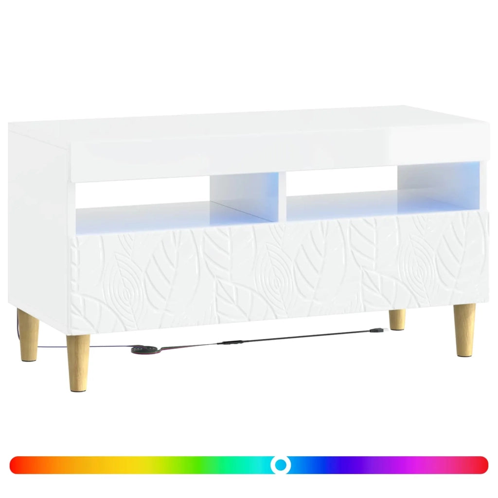 Mobile TV LED Bianco Lucido Legno ingegnerizzato 897219