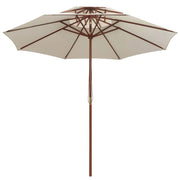 Ombrellone per mobili da giardino terrazza 270 x 270 cm palo in legno bianco crema 02_0008413