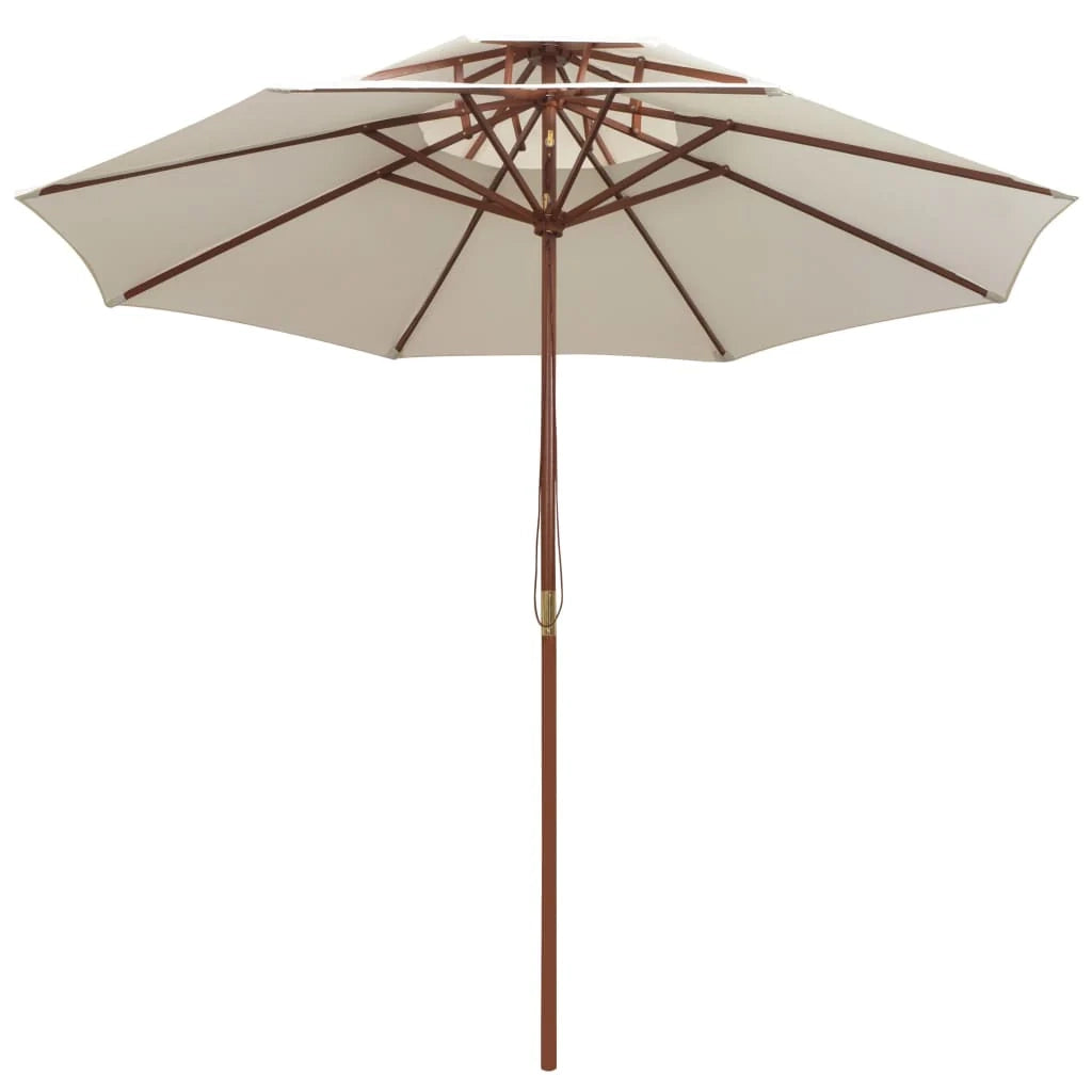 Ombrellone per mobili da giardino terrazza 270 x 270 cm palo in legno bianco crema 02_0008413