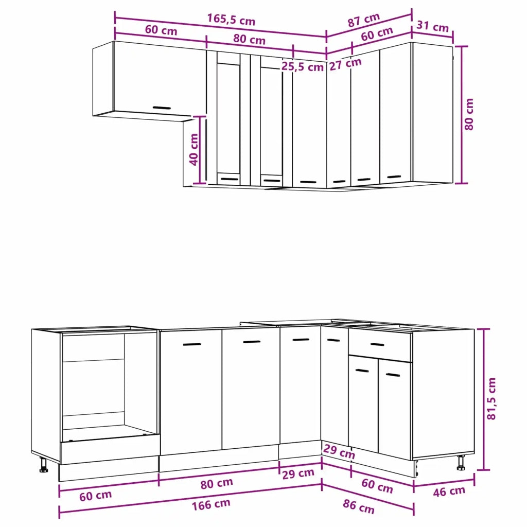 Unità Cucina LYON 8 pcs Legno antico Legno ingegnerizzato 3438513