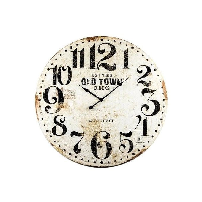 LOWELL 21486 Justaminute Orologio da parete Diametro 60 cm Meccanismo al Quarzo colore Bianco anticato