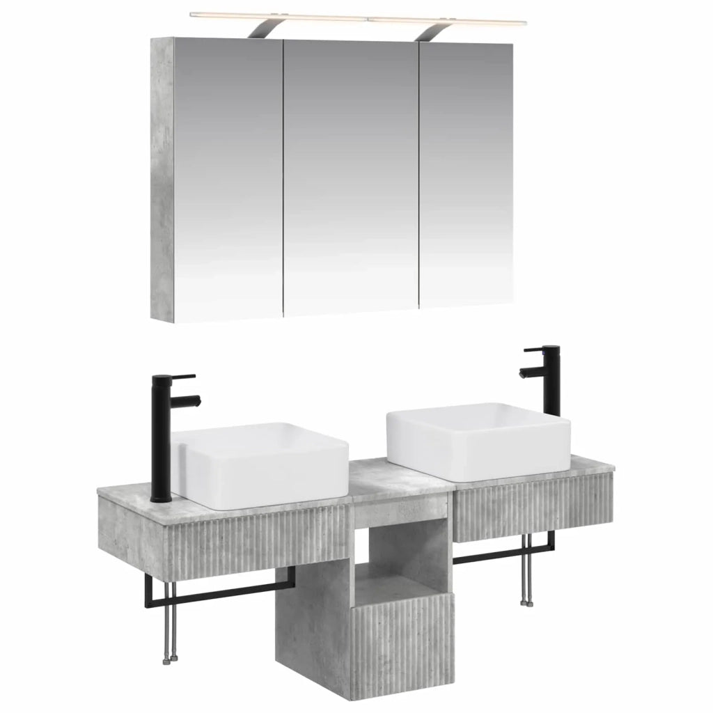 Set di Armadi da Bagno 4 pcs Grigio Cemento 100 x 14,5 x 70 cm 3406298